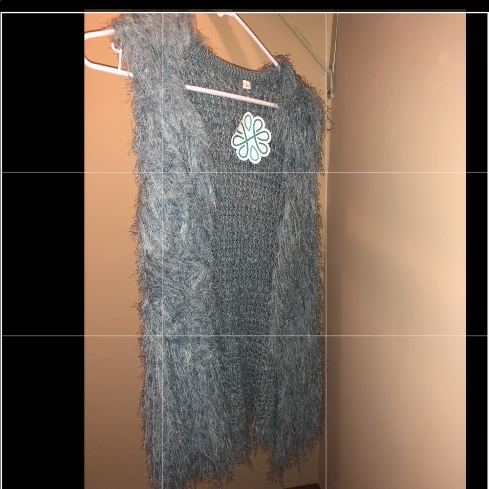 Teal shaggy vest